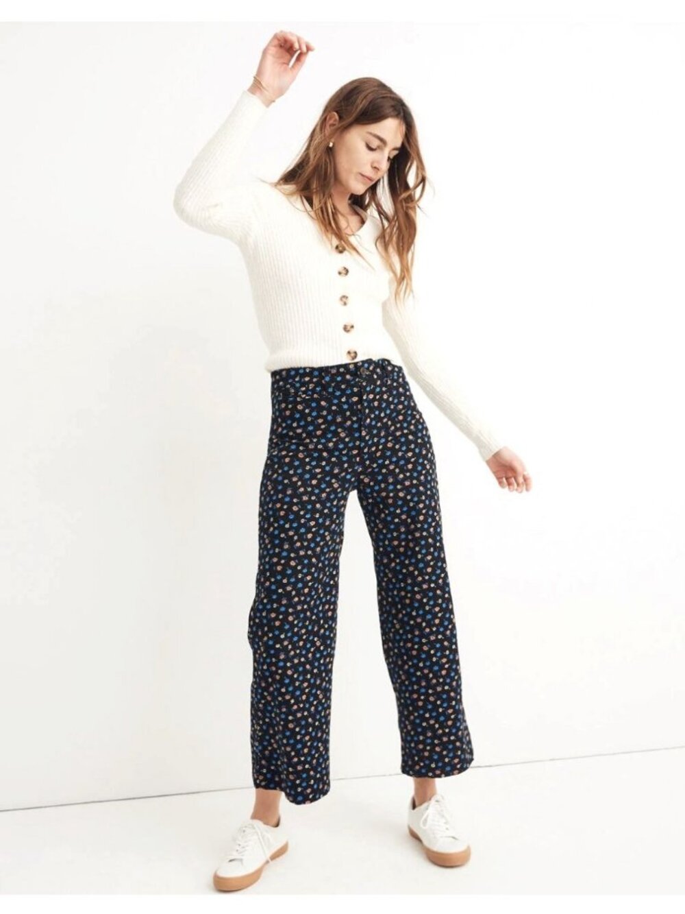 Madewell Emmett Wide Leg Crop Pants 25 Floral Print High Rise Whimsy Boho Jean